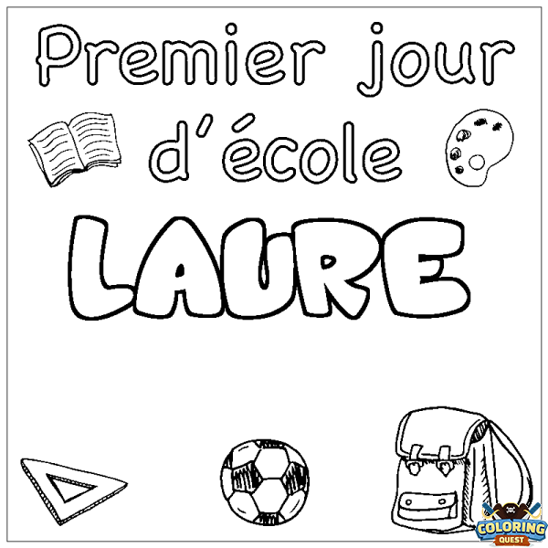 Coloring page first name LAURE - School First day background