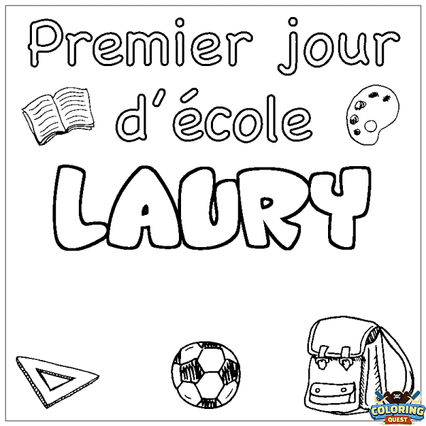 Coloring page first name LAURY - School First day background