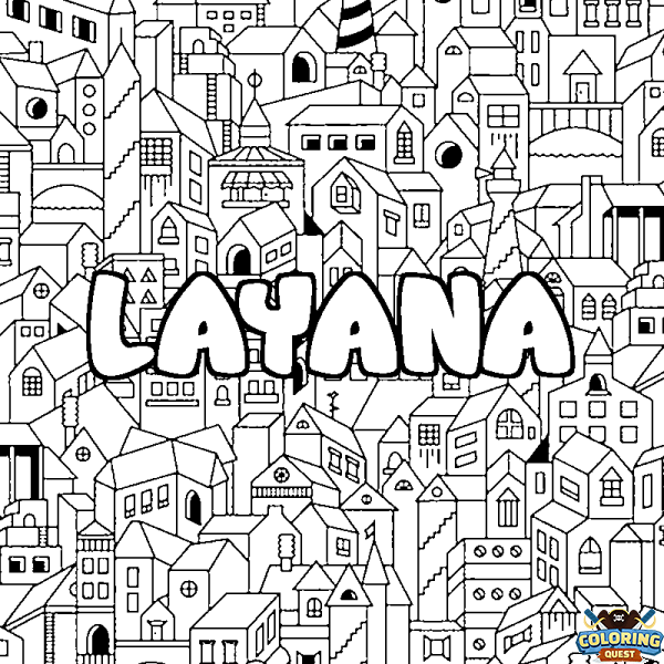 Coloring page first name LAYANA - City background