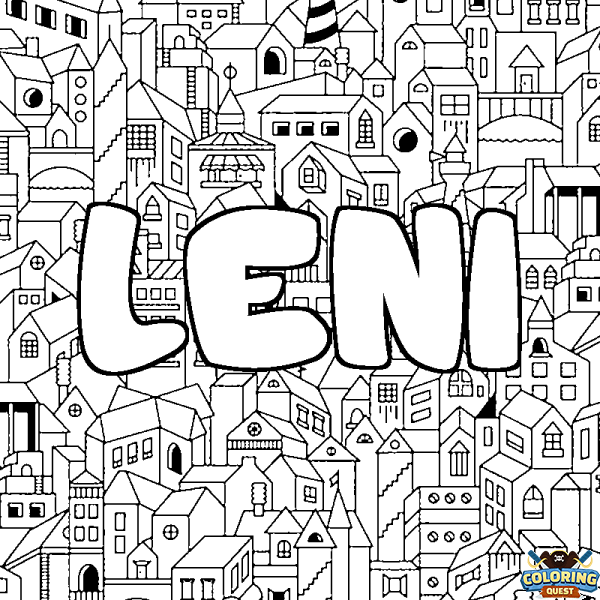 Coloring page first name LENI - City background