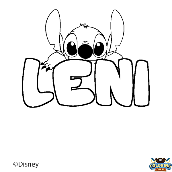 Coloring page first name LENI - Stitch background
