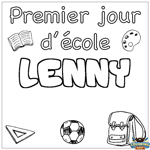 Coloring page first name LENNY - School First day background
