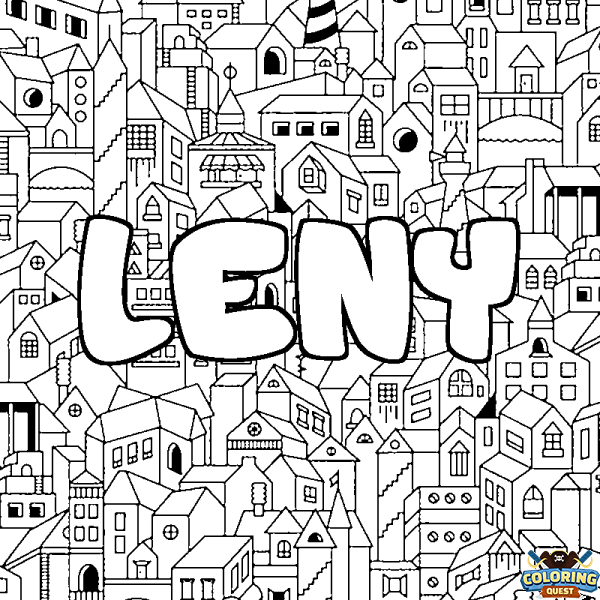 Coloring page first name LENY - City background