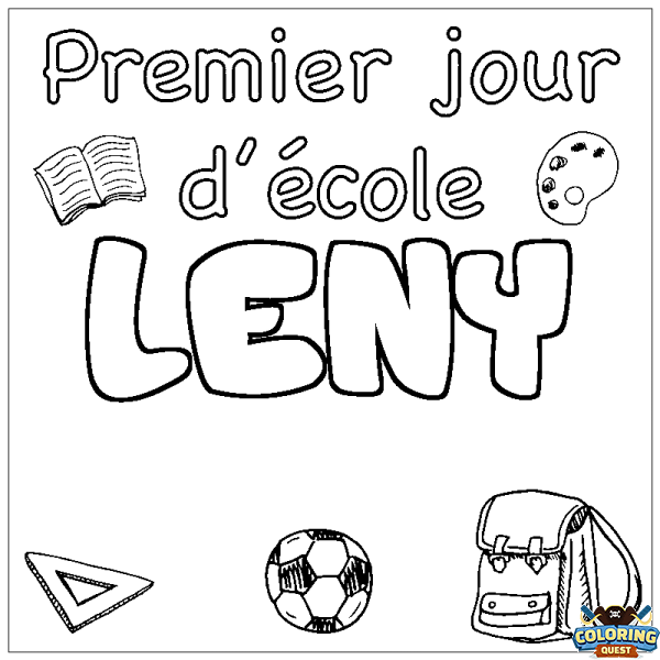 Coloring page first name LENY - School First day background