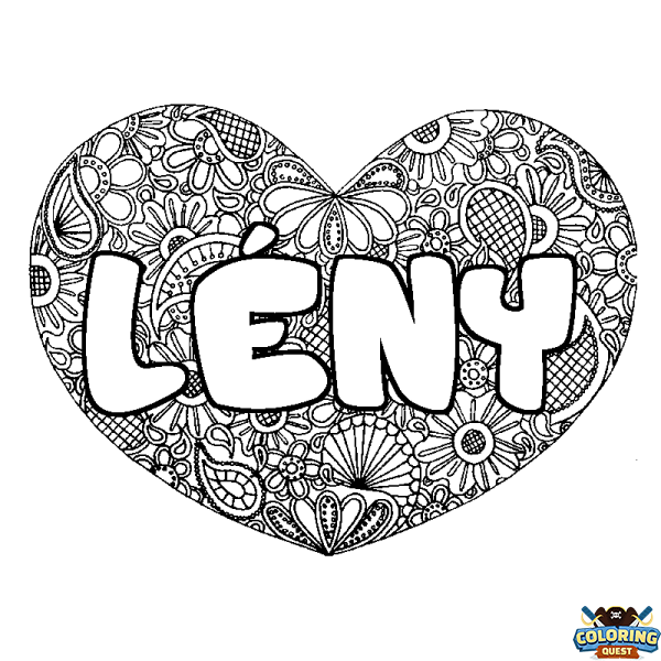 Coloring page first name L&Eacute;NY - Heart mandala background