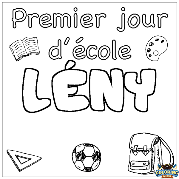 Coloring page first name L&Eacute;NY - School First day background