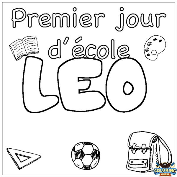 Coloring page first name LEO - School First day background