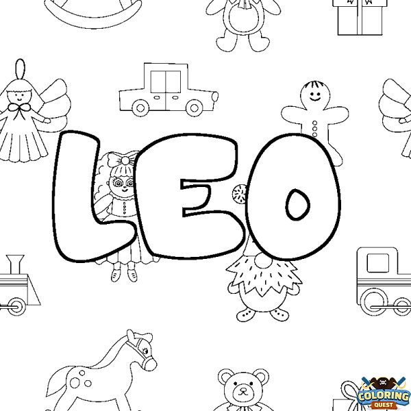 Coloring page first name LEO - Toys background