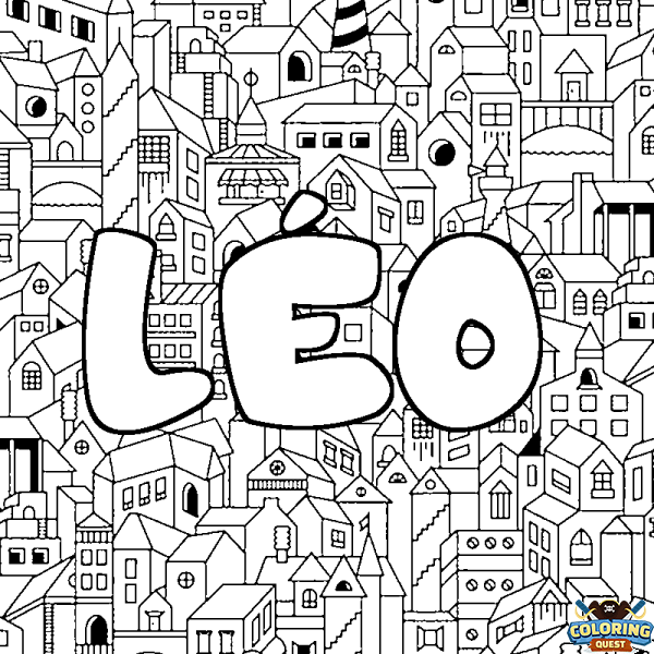 Coloring page first name L&Eacute;O - City background