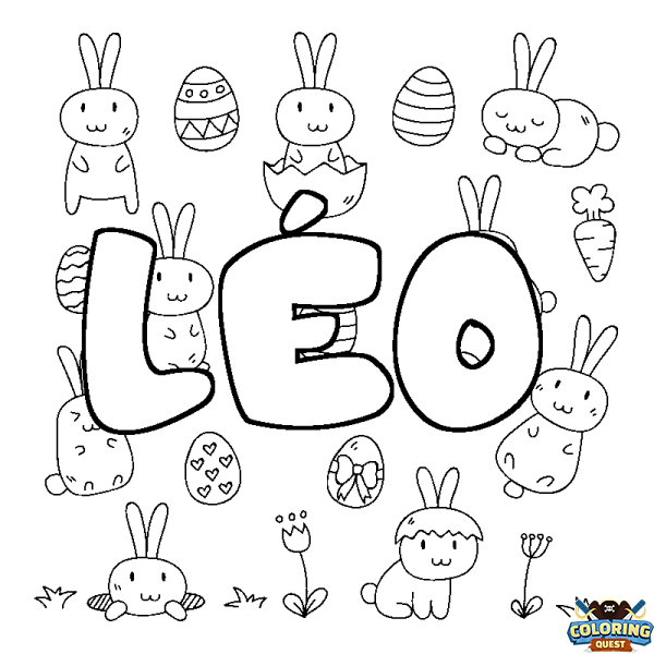 Coloring page first name L&Eacute;O - Easter background