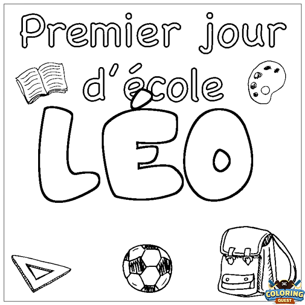 Coloring page first name L&Eacute;O - School First day background