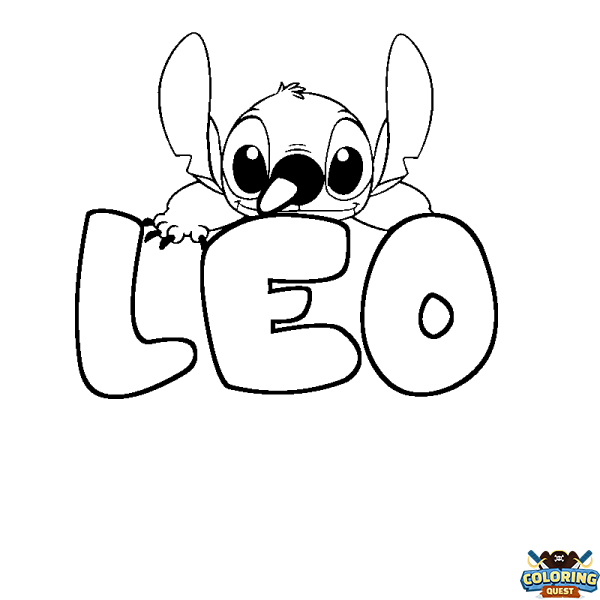 Coloring page first name L&Eacute;O - Stitch background
