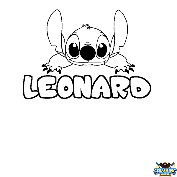 Coloring page first name LEONARD - Stitch background