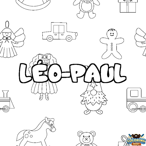 Coloring page first name L&Eacute;O-PAUL - Toys background