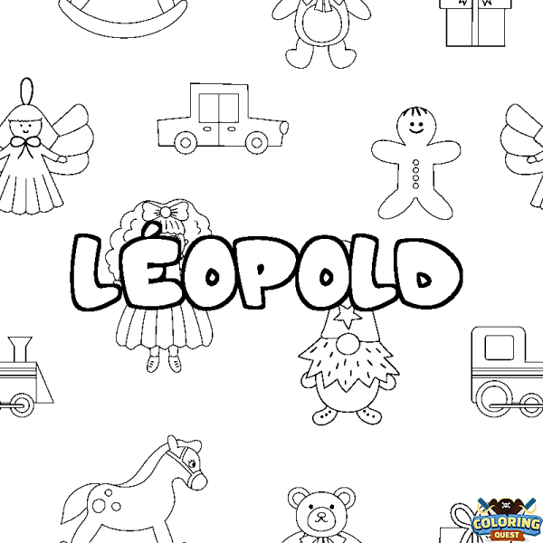 Coloring page first name L&Eacute;OPOLD - Toys background