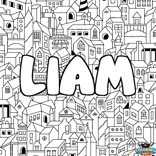 Coloring page first name LIAM - City background
