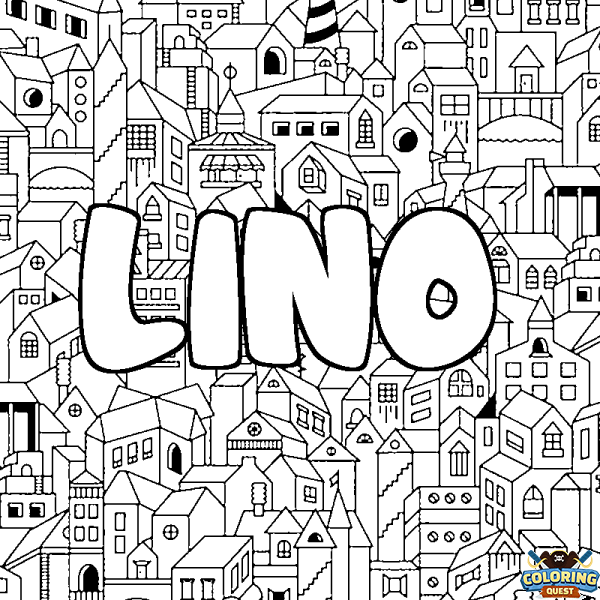 Coloring page first name LINO - City background