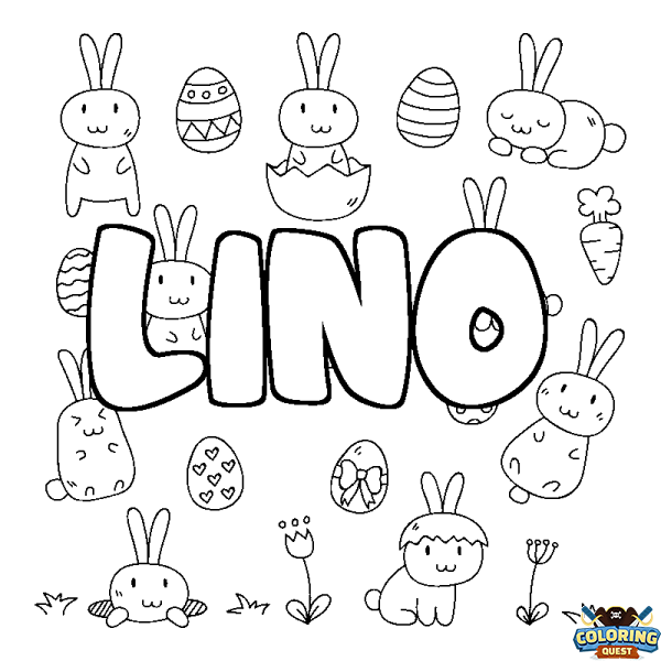 Coloring page first name LINO - Easter background