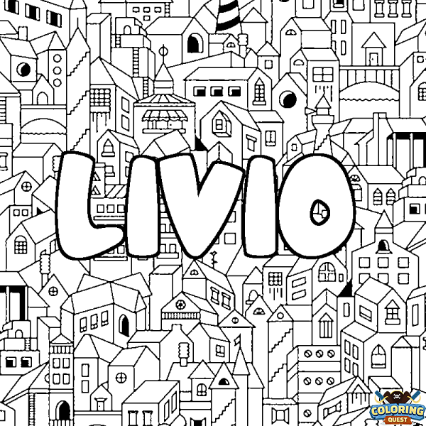 Coloring page first name LIVIO - City background