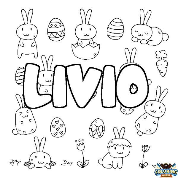 Coloring page first name LIVIO - Easter background
