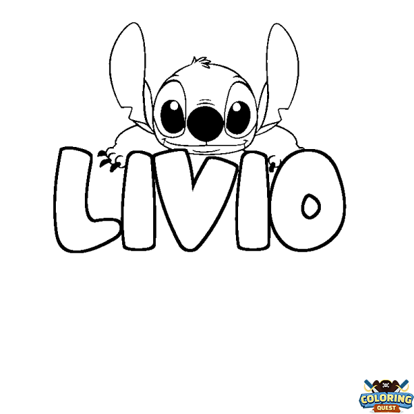 Coloring page first name LIVIO - Stitch background