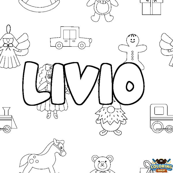 Coloring page first name LIVIO - Toys background