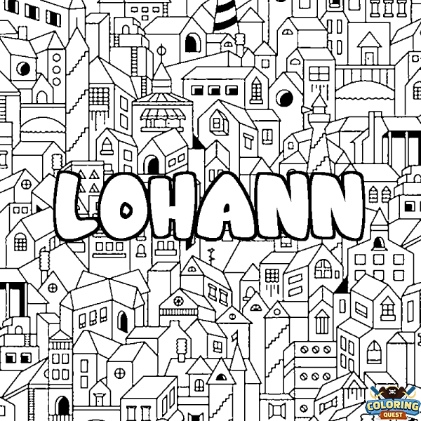 Coloring page first name LOHANN - City background