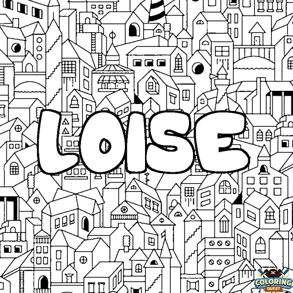 Coloring page first name LOISE - City background
