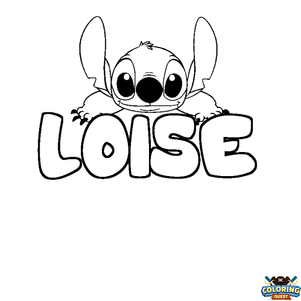 Coloring page first name LOISE - Stitch background