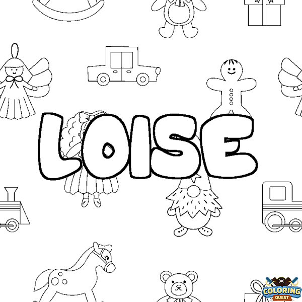 Coloring page first name LOISE - Toys background