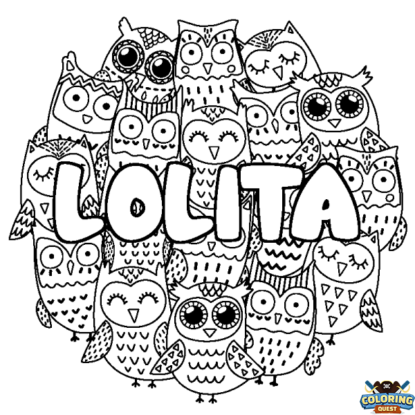 Coloring page first name LOLITA - Owls background
