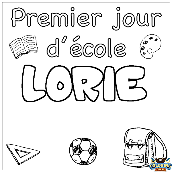 Coloring page first name LORIE - School First day background