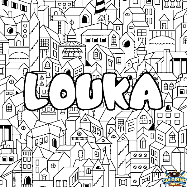 Coloring page first name LOUKA - City background