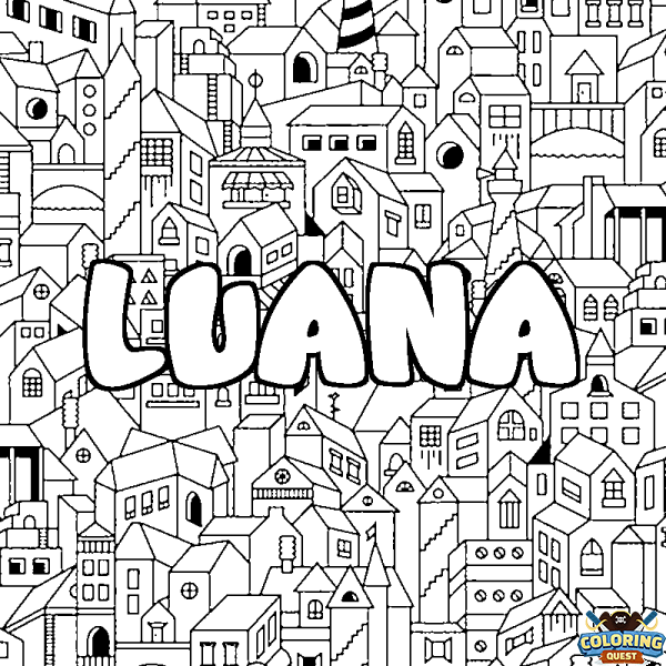 Coloring page first name LUANA - City background