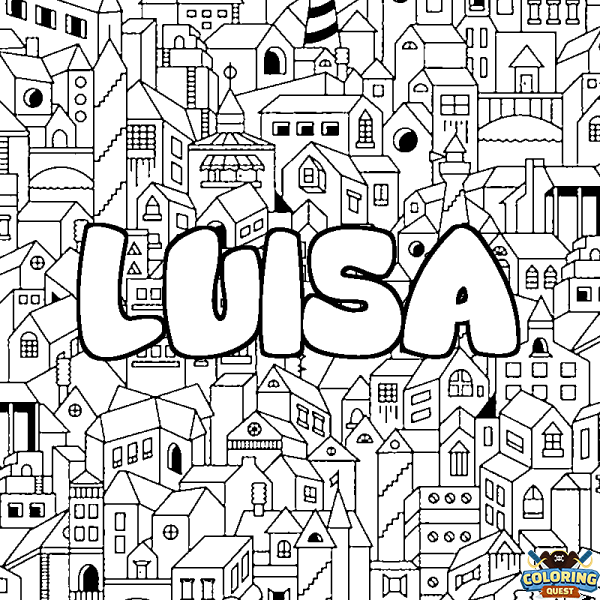 Coloring page first name LUISA - City background