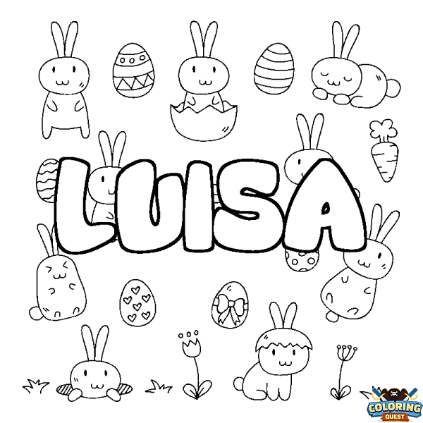 Coloring page first name LUISA - Easter background