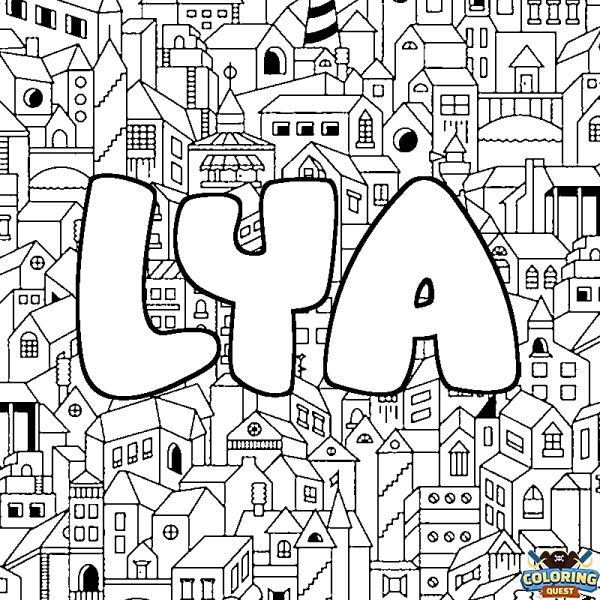 Coloring page first name LYA - City background