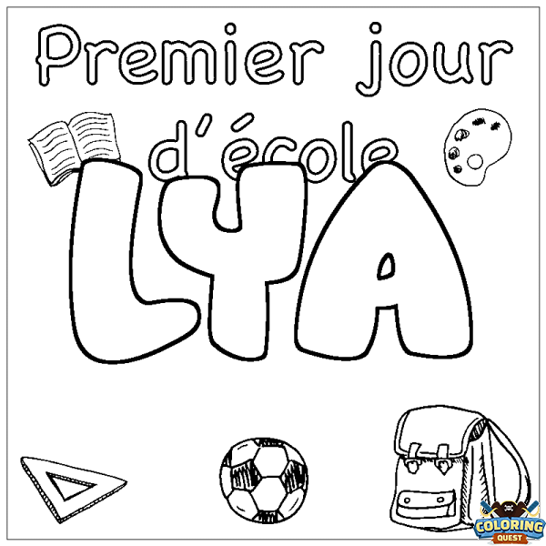 Coloring page first name LYA - School First day background