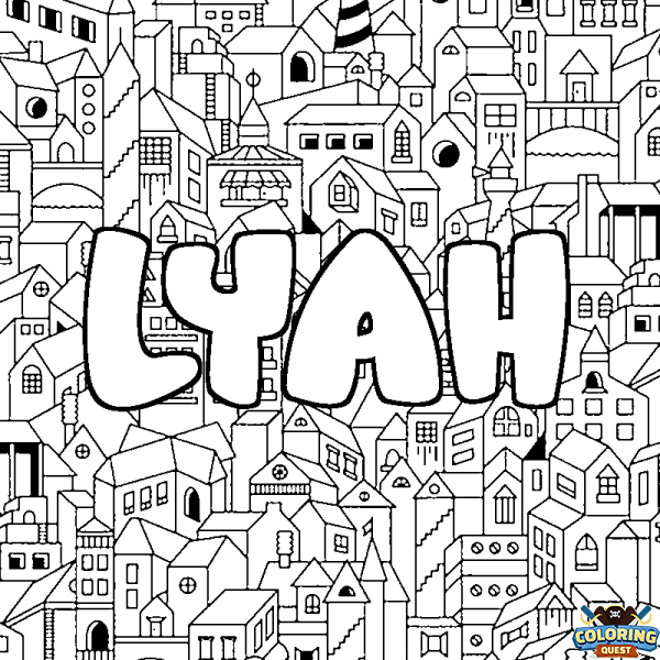 Coloring page first name LYAH - City background