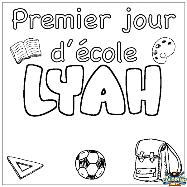 Coloring page first name LYAH - School First day background