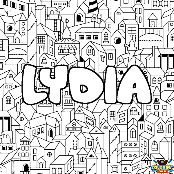 Coloring page first name LYDIA - City background