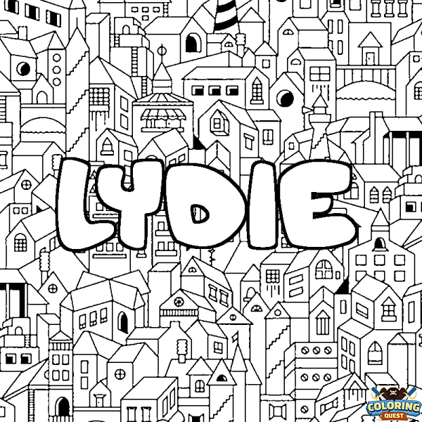 Coloring page first name LYDIE - City background