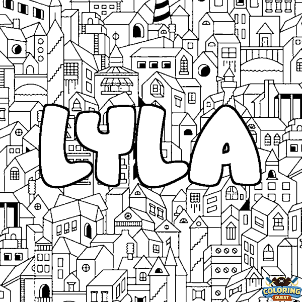 Coloring page first name LYLA - City background