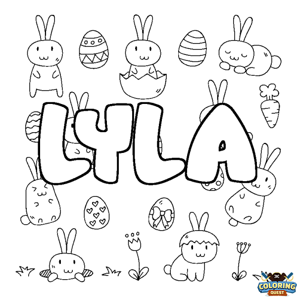 Coloring page first name LYLA - Easter background