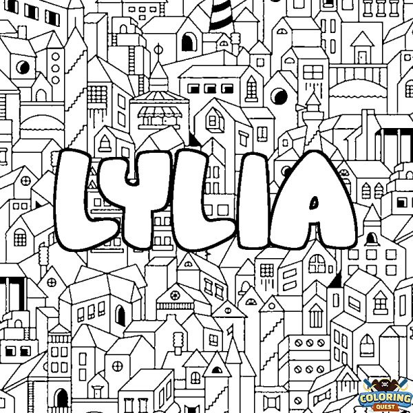 Coloring page first name LYLIA - City background