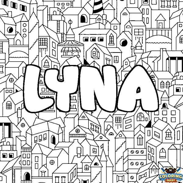 Coloring page first name LYNA - City background