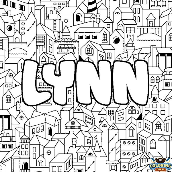 Coloring page first name LYNN - City background