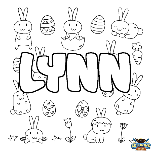 Coloring page first name LYNN - Easter background