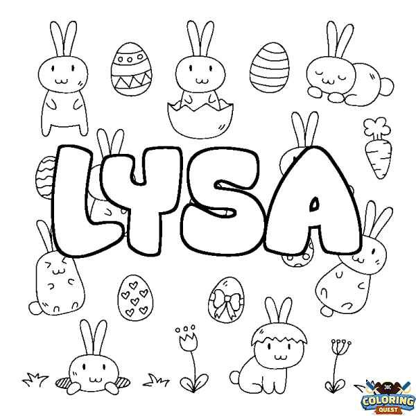 Coloring page first name LYSA - Easter background