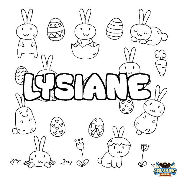 Coloring page first name LYSIANE - Easter background